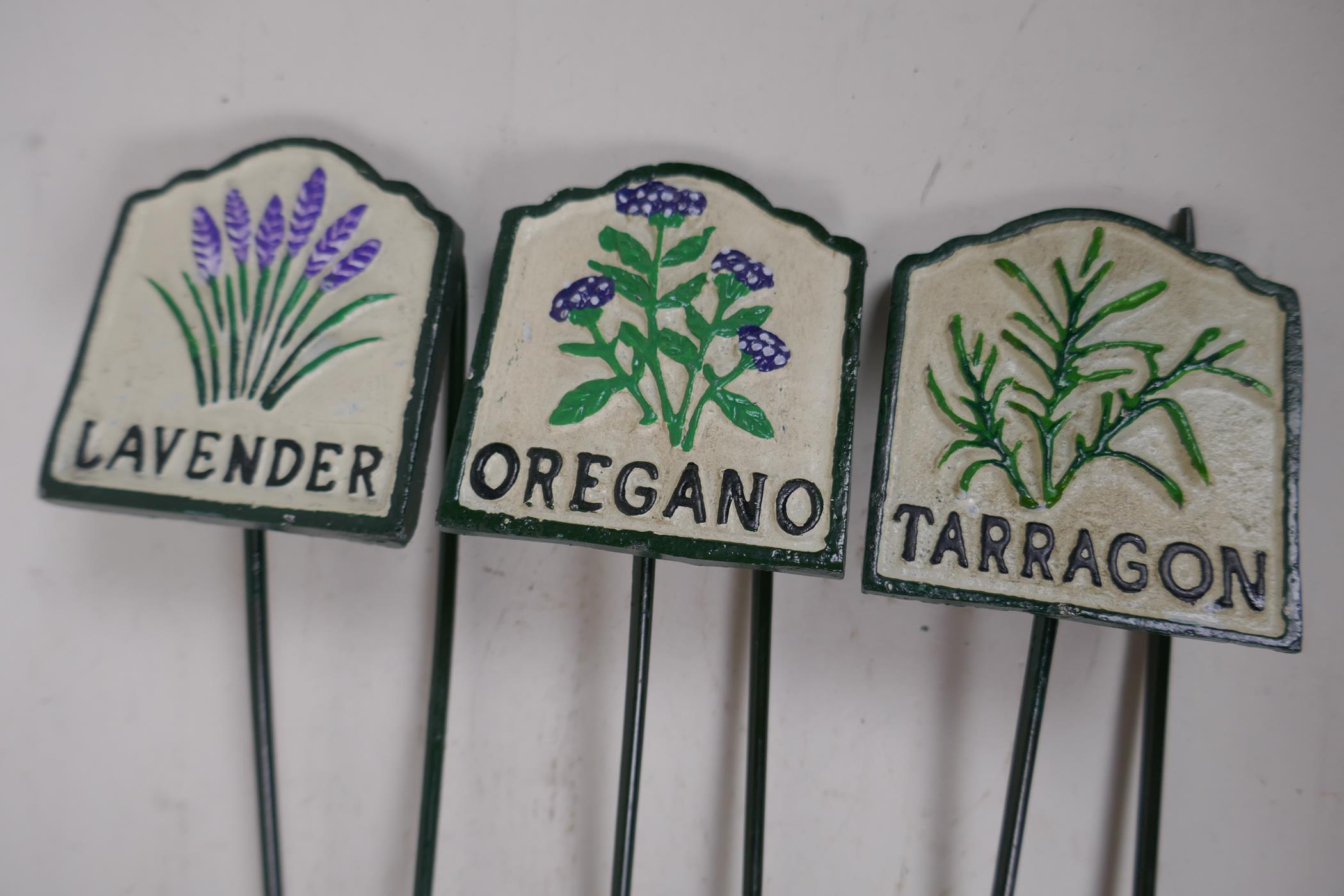 A set of six painted iron herb markers, 27cms long - Image 3 of 3