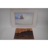 Francis S. Leke, maritime scene, inscribed verso 'Falmouth', signed watercolour, and another, port