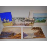 A quantity of unframed watercolours, topographical scenes including Bermuda, Italy and Egypt, and