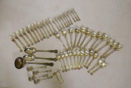 A quantity of hallmarked silver Kings Pattern flatware, comprising a pair of serving spoons,