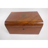 A C19th dome top walnut writing box, with fitted interior, AF, 30 x 22 x 15cms