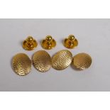 A cased set of 9ct gold cufflinks and studs, 6.2g