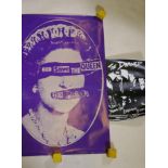 A 2003 Sex Pistols Residuals poster for God Save the Queen, 61 x 93cm, and a The Damned poster for