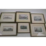 Six early engravings of the Thames, Surrey and Sussex, largest 17cm x 11cm