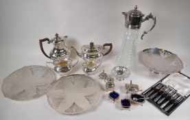 A quantity of good quality silver plate including a four piece tea and coffee set, claret jug,