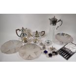 A quantity of good quality silver plate including a four piece tea and coffee set, claret jug,