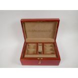 An Agresti jewellery box with fitted lift out tray and key, 29 x 20 x 13cm