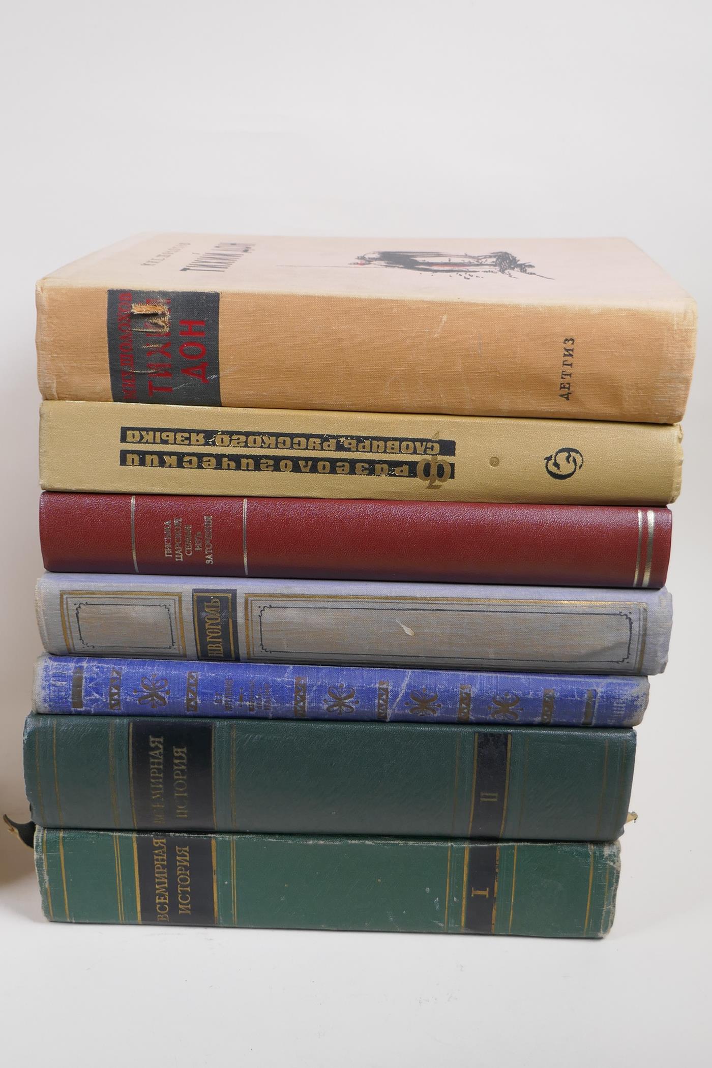 A quantity of Russian fiction and non fiction books including dictionaries, Don Quixote, histories - Image 2 of 8