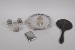A quantity of hallmarked silver, including a cigarette case by John Rose, Birmingham 1908, 46g, a