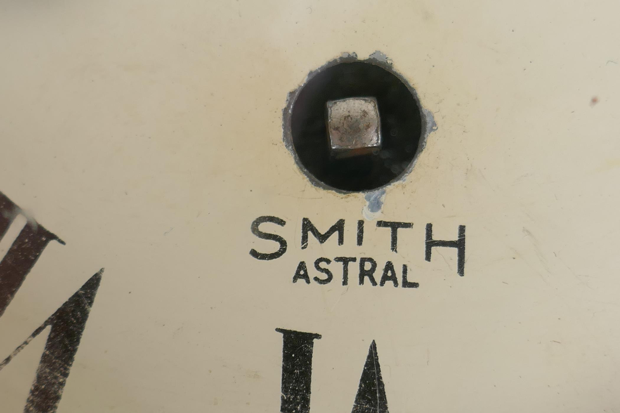 A mid C20th brass cased Smiths Astral bulk head ship's clock, 17cm diameter - Image 3 of 3