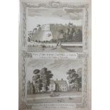 A C19th bookplate engraving of Arundel Castle and Lord George Lenox's house at West Stoke, Sussex,