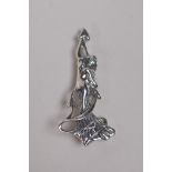 A 025 silver Art Nouveau style figural brooch, 5cm