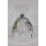 A large, heavy footed glass perfume decanter, scent wand AF, 22cm high