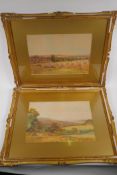 George Oyston, two landscapes, one inscribed 'Near Slinfold', signed watercolours, both 35 x 25cm