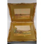 George Oyston, two landscapes, one inscribed 'Near Slinfold', signed watercolours, both 35 x 25cm