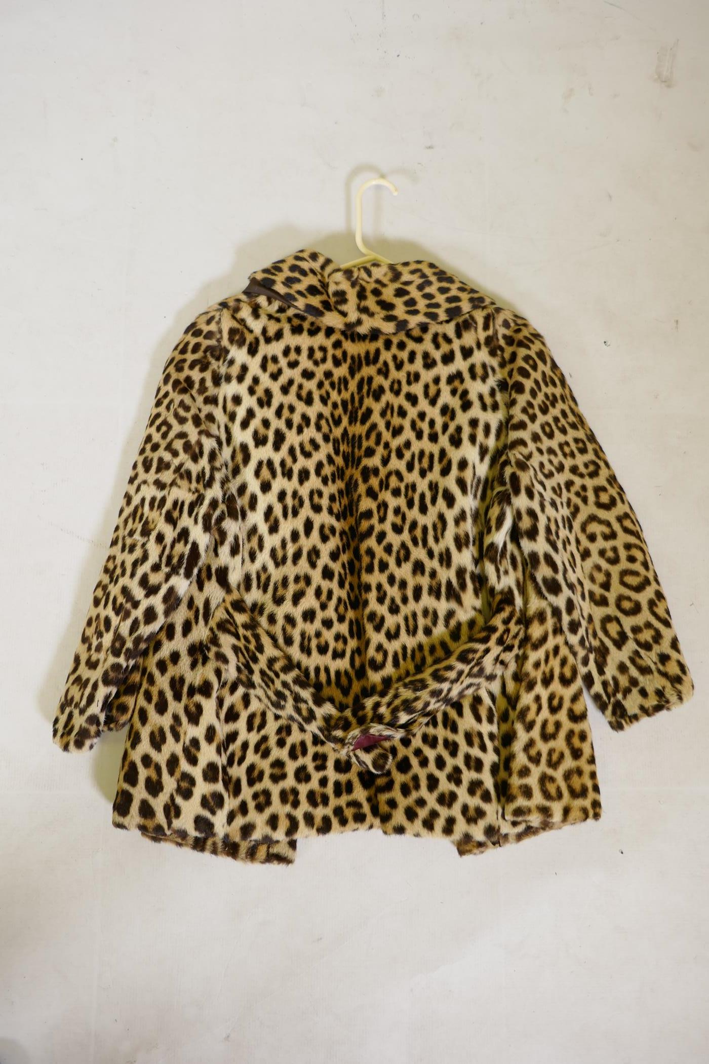 A vintage lady's leopard skin coat, retailed by K. West, London and Brighton, 77cm long - Image 4 of 4