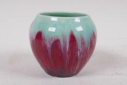 A Boch Freres Louviere, slip glazed pot, marked to base and impressed 929, 9cm high