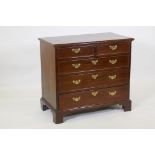 A Georgian mahogany chest of two over three drawers, with oak drawer linings and carcass, original