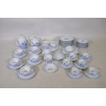 A Danish Bing and Grondahl part tea, coffee and dinner service in the Blue Cornflower pattern,