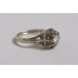 A vintage French 18ct white gold solitaire diamond ring, approx 0.25ct, 3.3g, size K/L