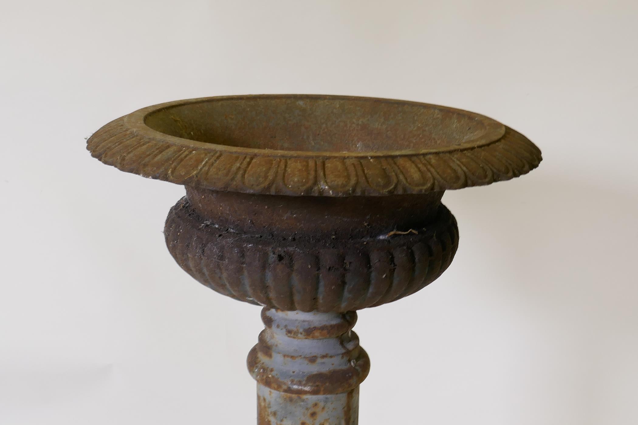 A C19th cast iron pedestal urn, 80cm high - Image 2 of 3