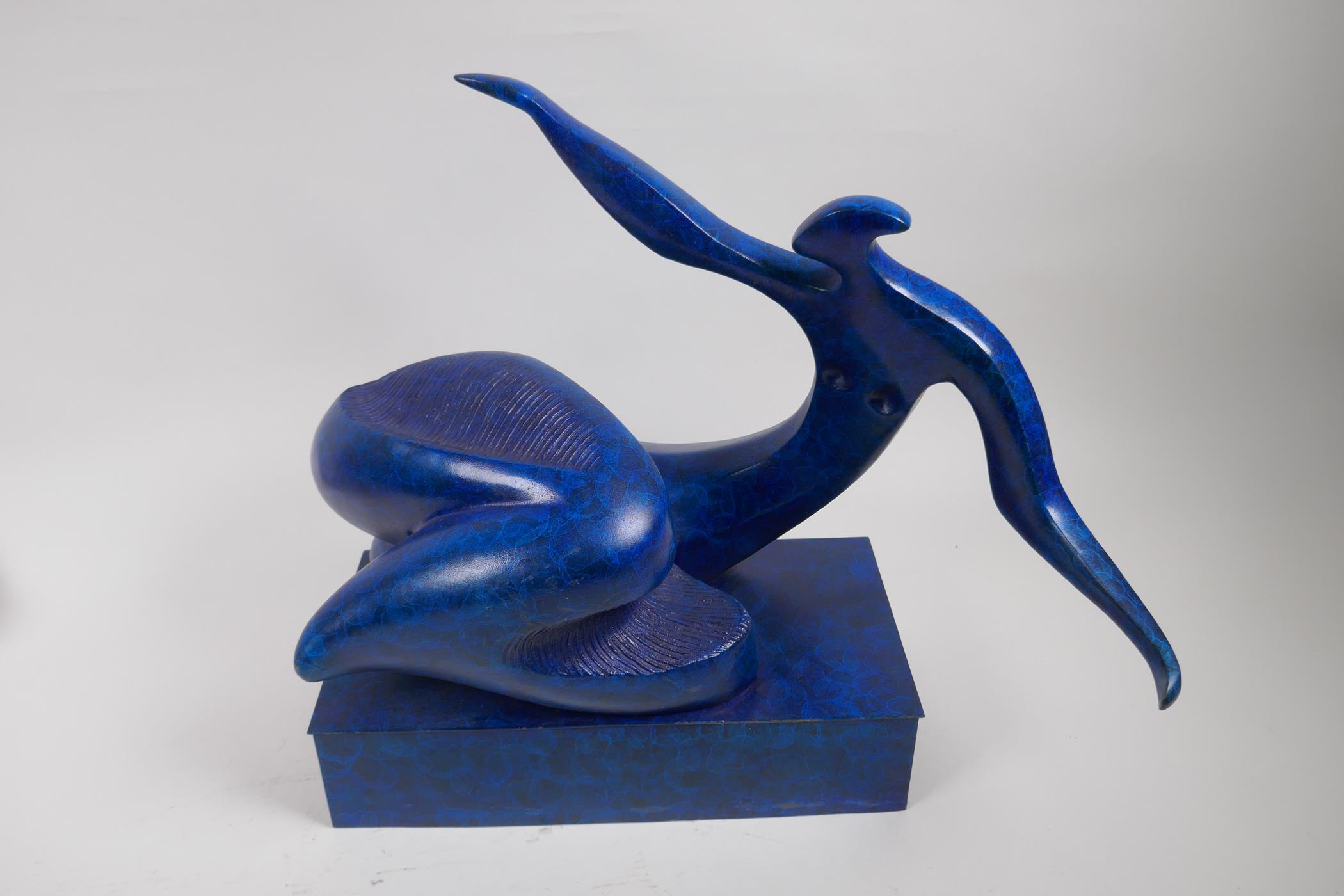 A modernist blue patinated bronze figure, 36cm high - Image 2 of 4