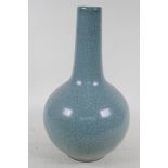 A Chinese Ge ware celadon crackle glazed bottle vase, 36cm high