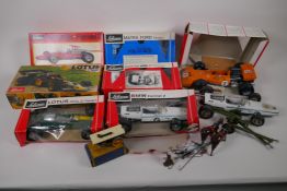 Eight Schuco models of 1970s F1 and F2 racing cars, seven boxed, together with a model of Yesteryear