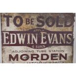 An enamelled two sided advertising sign for Edwin Evans estate agents, 60 x 46cms