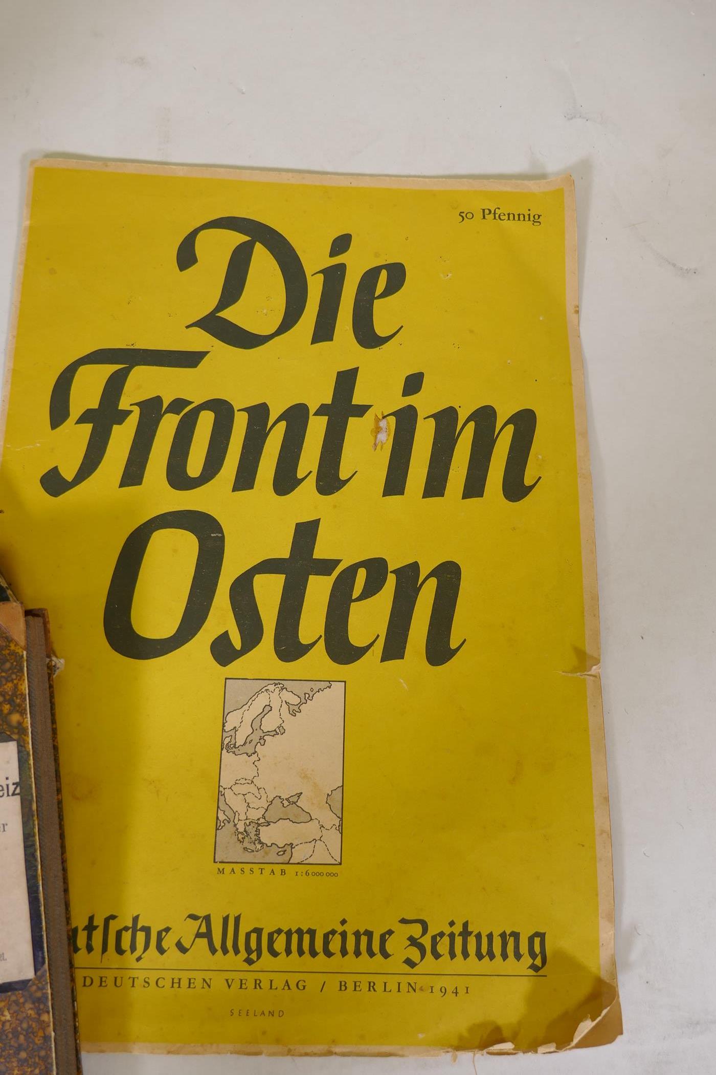 A WWII German map of the Eastern front, 'Die Front im Osten', published Berlin 1941; R. Leuzinger's - Image 2 of 4