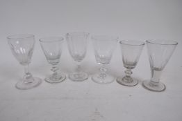 Six Georgian cordial glasses, largest 12cm high