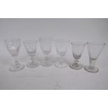 Six Georgian cordial glasses, largest 12cm high