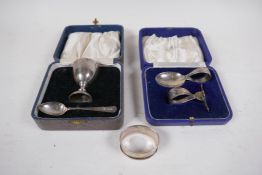 A hallmarked silver christening set by Mappin and Webb, Sheffield 1933, a harlequin hallmarked