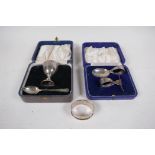 A hallmarked silver christening set by Mappin and Webb, Sheffield 1933, a harlequin hallmarked