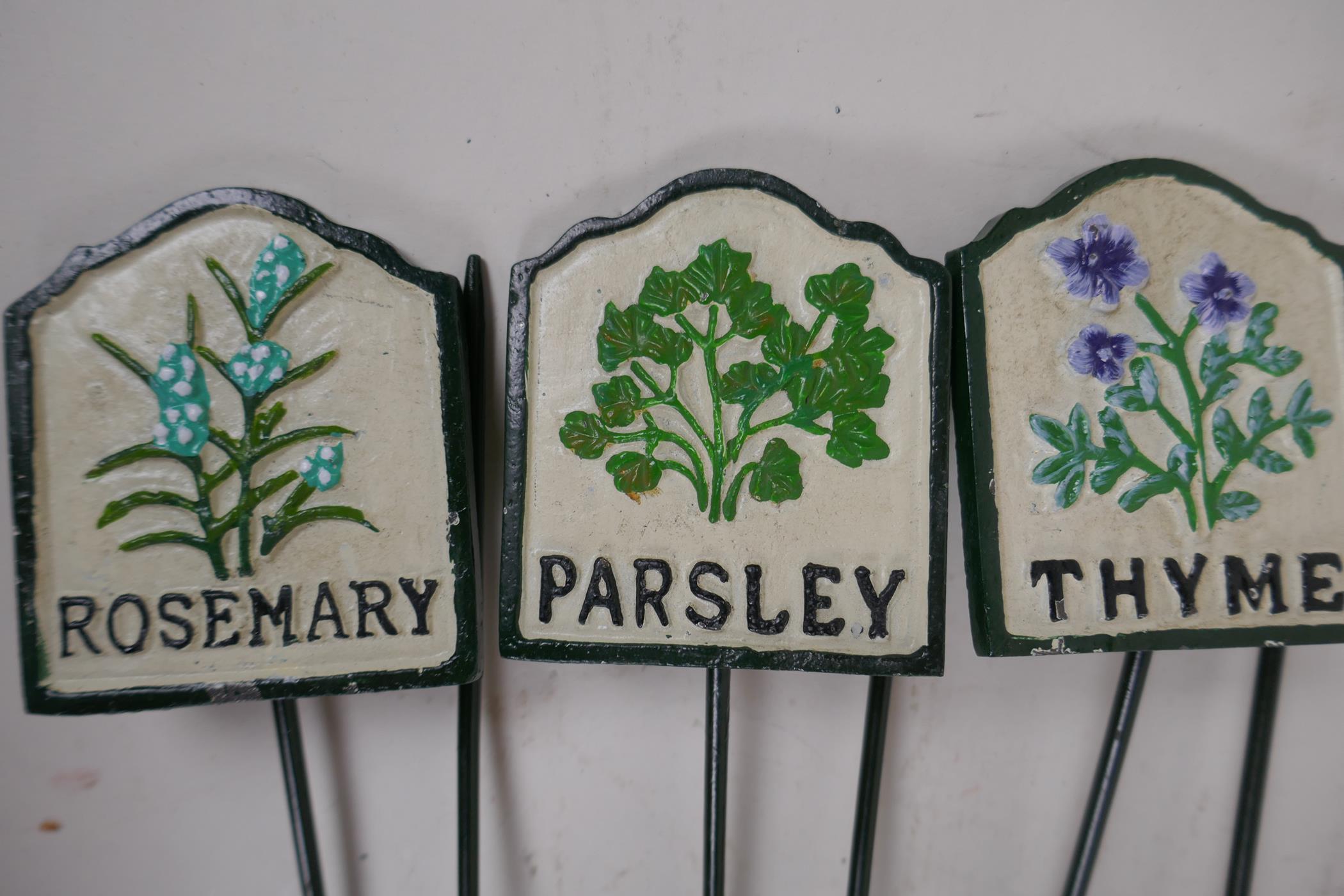 A set of six painted iron herb markers, 27cms long - Image 2 of 3