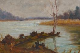 George Paice, river landscape, signed and dated 99 (1899), oil on canvas, 37 x 26cm