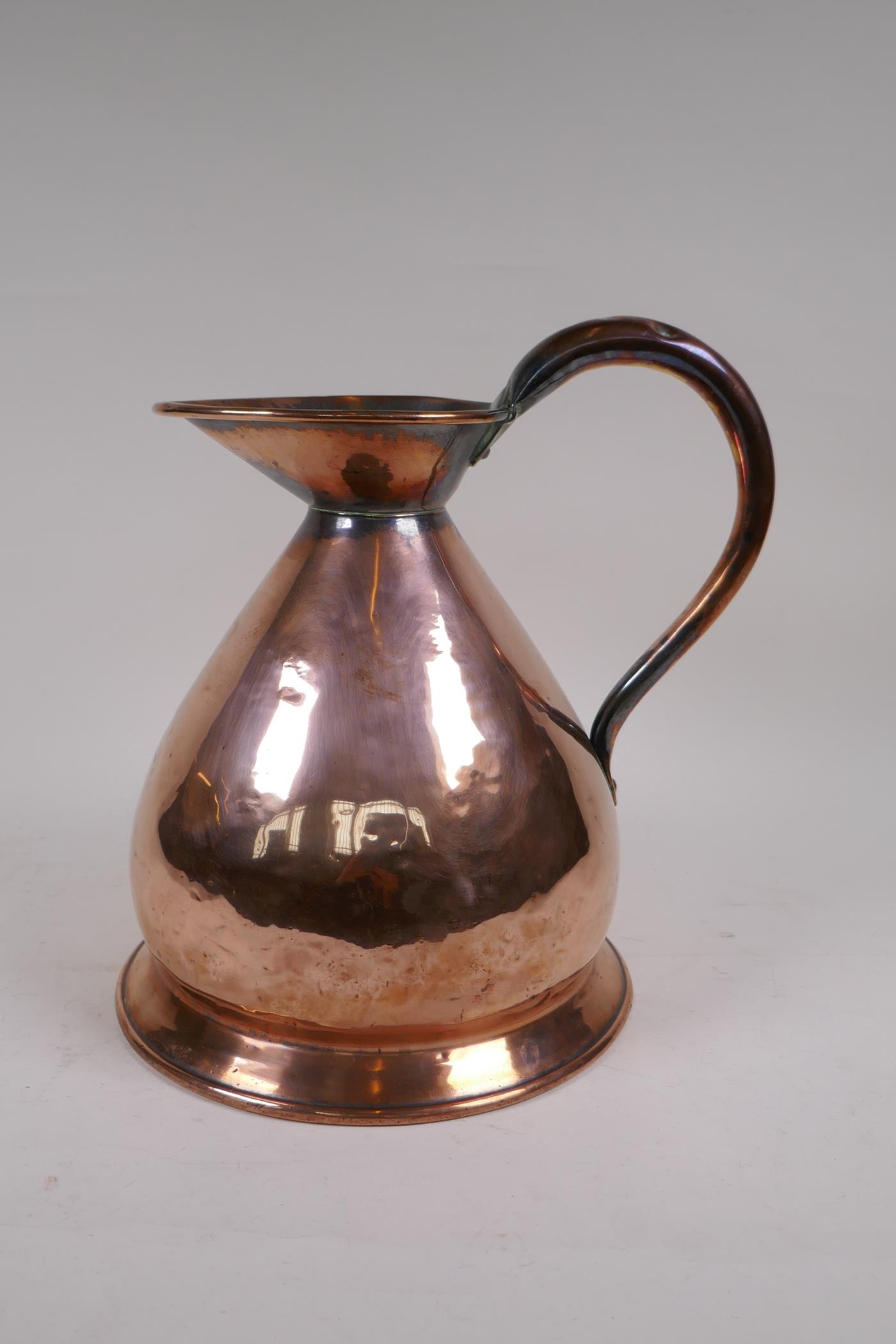 A C19th copper 1 gallon jug, 31cms high - Image 3 of 6