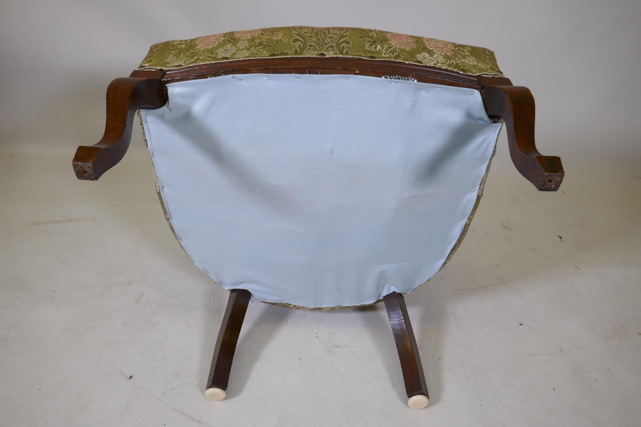 A C19th mahogany horseshoe back armchair on cabriole supports - Image 3 of 3