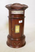 A Victorian style mahogany table post box, 43cm high