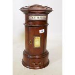 A Victorian style mahogany table post box, 43cm high