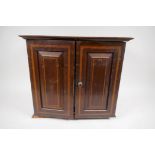 An Edwardian inlaid mahogany smoker's cabinet with fitted interior, and Doulton tobacco jar, AF,