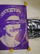 A 2003 Sex Pistols Residuals poster for God Save the Queen, 61 x 93cm, and a The Damned poster for