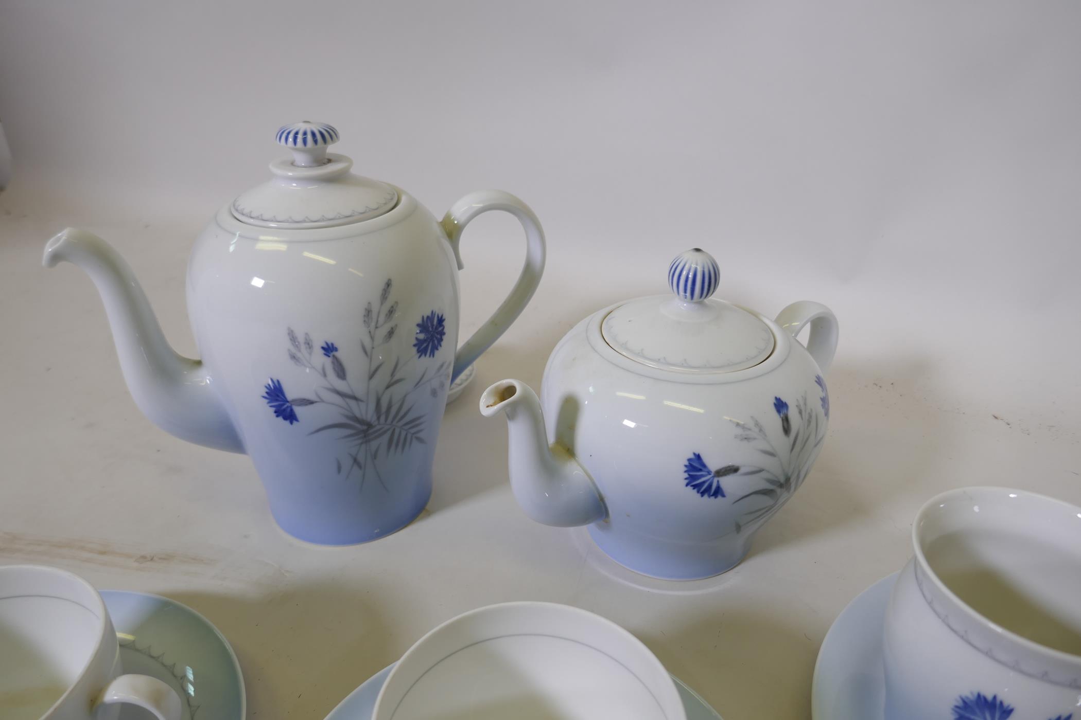 A Danish Bing and Grondahl part tea, coffee and dinner service in the Blue Cornflower pattern, - Image 4 of 8