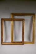 An early C19th giltwood moulding picture frame, and a gilt composition picture frame with gadroon