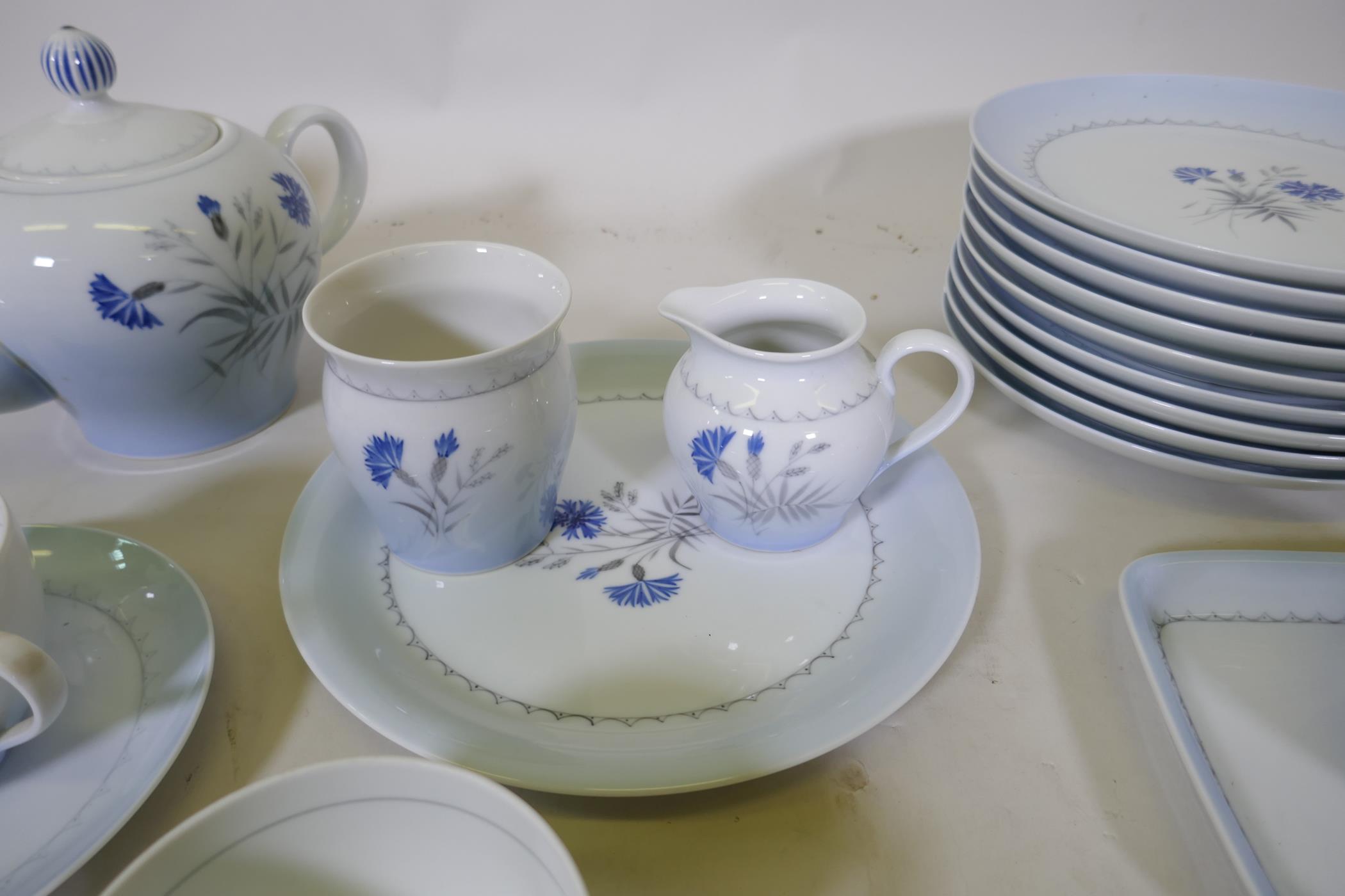 A Danish Bing and Grondahl part tea, coffee and dinner service in the Blue Cornflower pattern, - Image 5 of 8