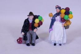 Two Royal Doulton figures of balloon sellers, 'Biddy Penny Farthing' HN1843, 22cm high, and 'The