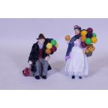 Two Royal Doulton figures of balloon sellers, 'Biddy Penny Farthing' HN1843, 22cm high, and 'The