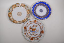 A late C18th/early C19th faience plate decorated with a floral spray, 24cm diameter, AF, and two