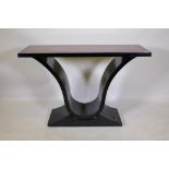 A contemporary design console table, AF, 120cm x 40cm deep, 82cm high