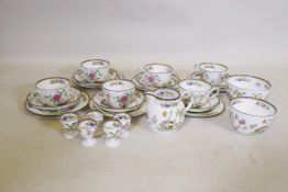 A Spode Copelands china part tea set with exotic bird decoration, tea plate 20cm diameter